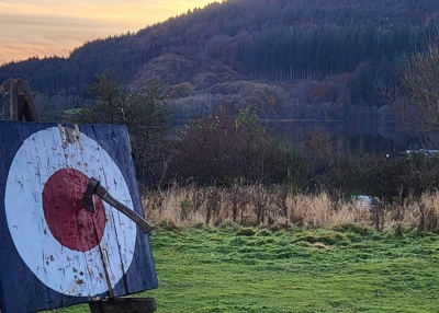 Axe throwing outdoor activity